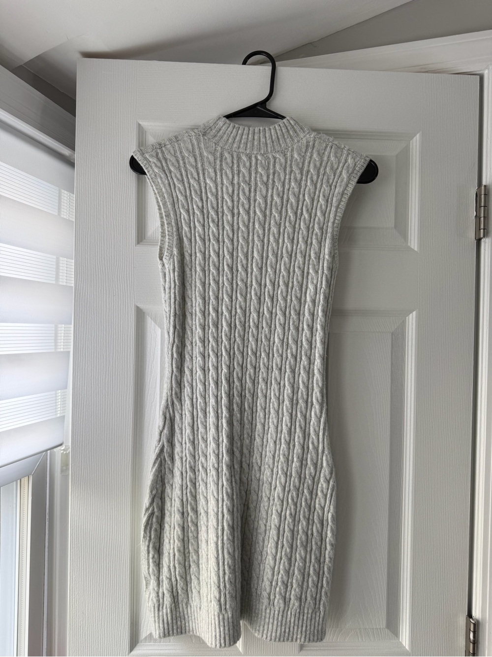 Sleeveless Cable Knit Dress - Light Gray
